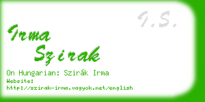 irma szirak business card
